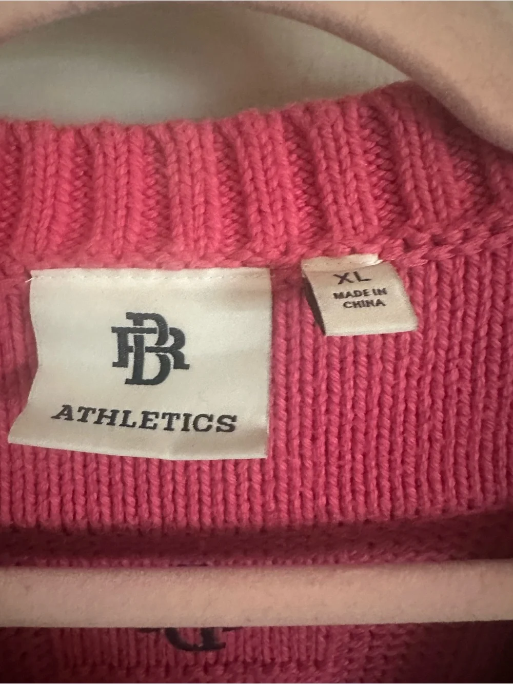 Banana Republic Pink Cable-Knit V-Neck Sweater with Navy & White Stripes